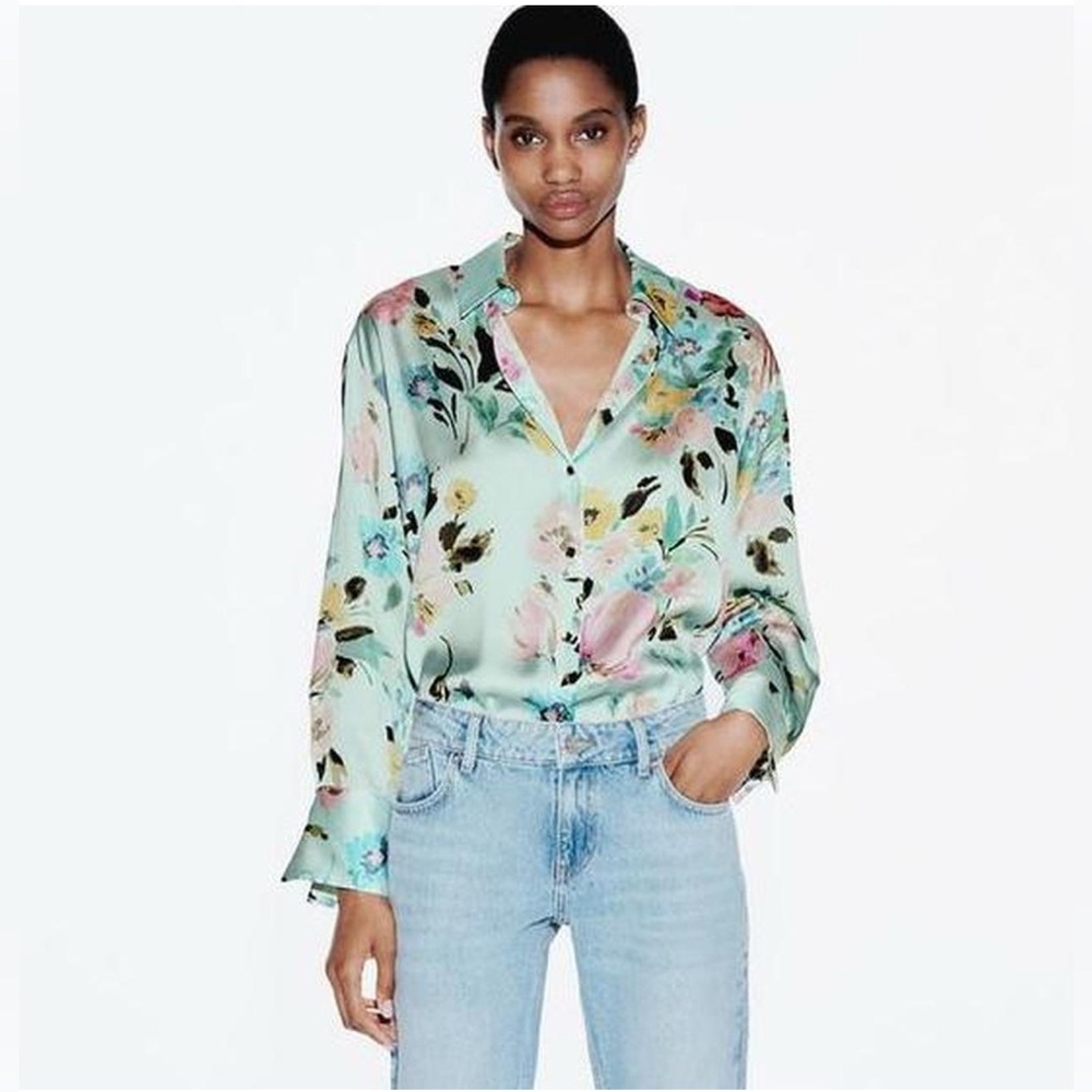 Zara floral button down